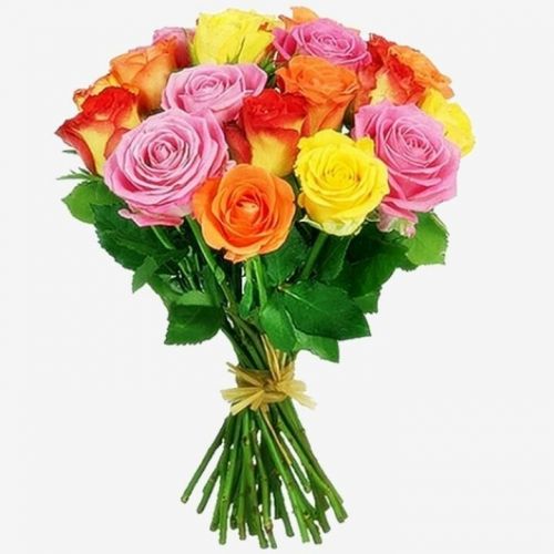 Купить 15 разноцветных роз с доставкой по Аэропорту